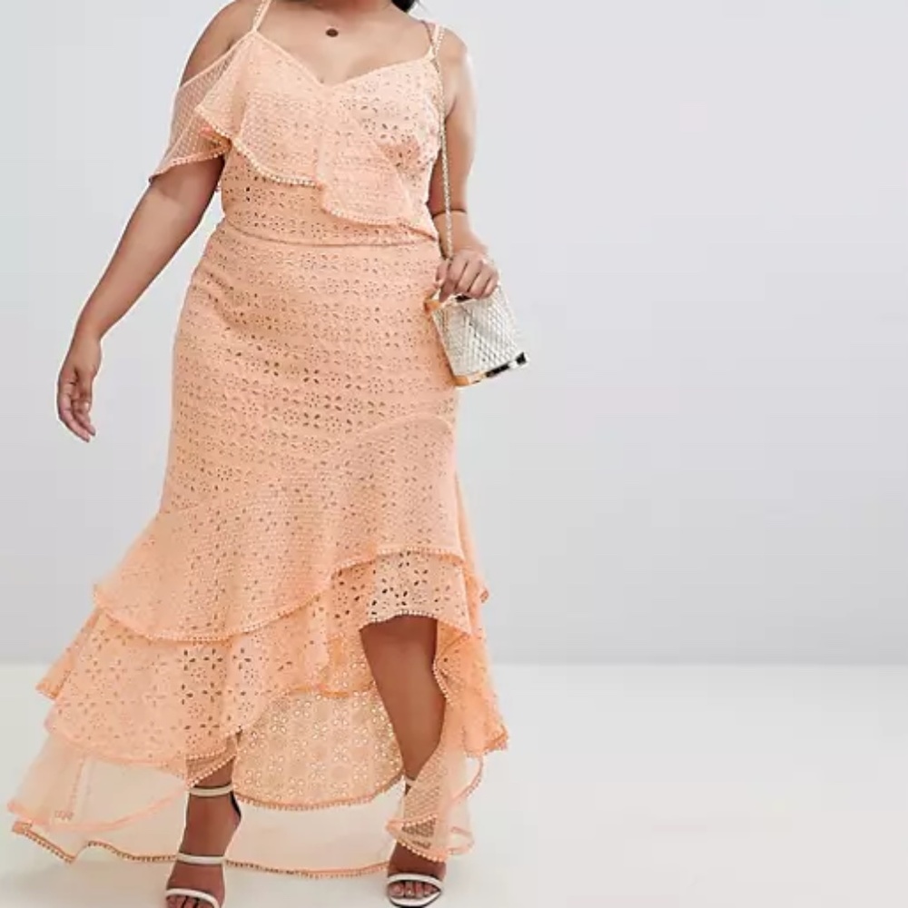 ASOS Curve ruffle broderie maxi dress